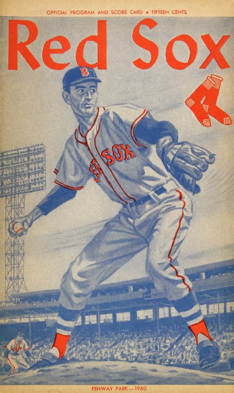 BOSTON RED SOX 1960 print Vintage Baseball Poster Retro Etsy