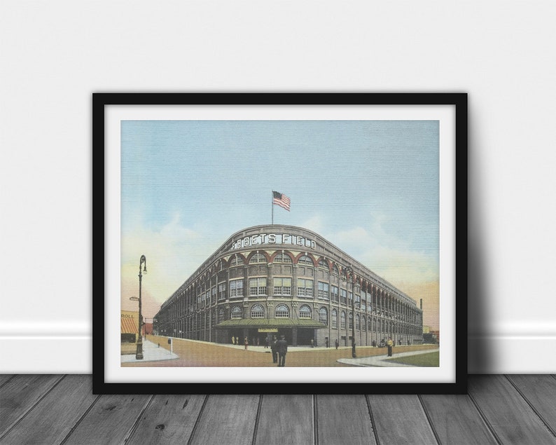 Vintage EBBETS FIELD Lithograph Brooklyn DODGERS Print | Etsy