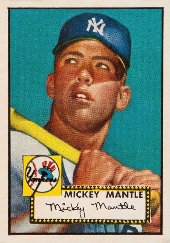 1952 MICKEY MANTLE Topps 311 Print Vintage Baseball Poster, Rare