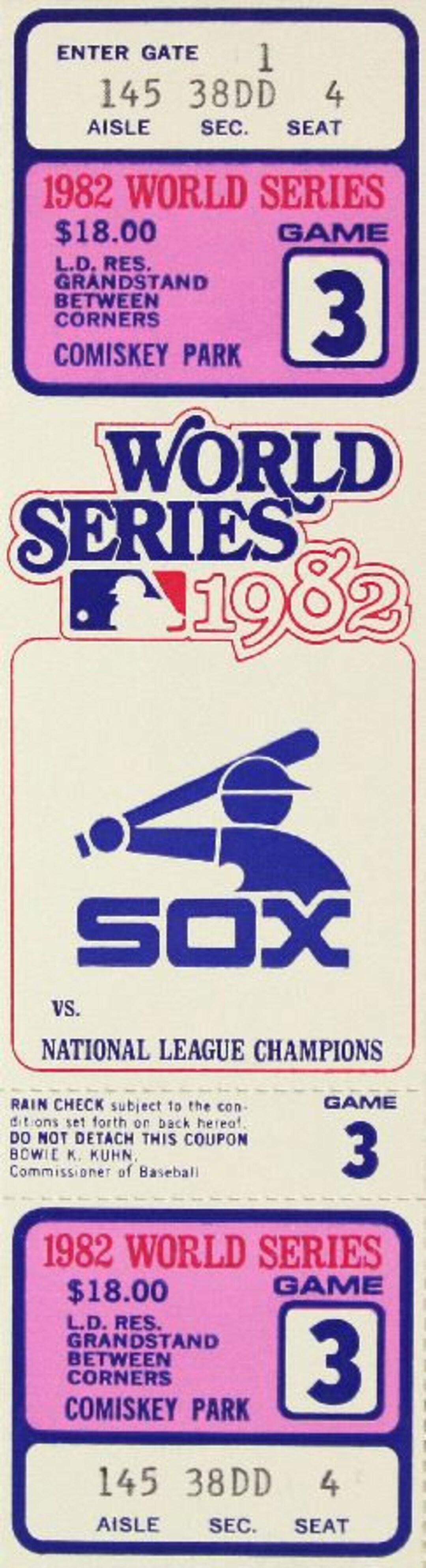 1982 CHICAGO WHITE SOX Print / Game Ticket Vintage Baseball Etsy