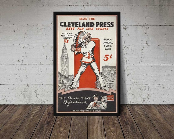 1935 CLEVELAND INDIANS Print Vintage Baseball Poster Retro 