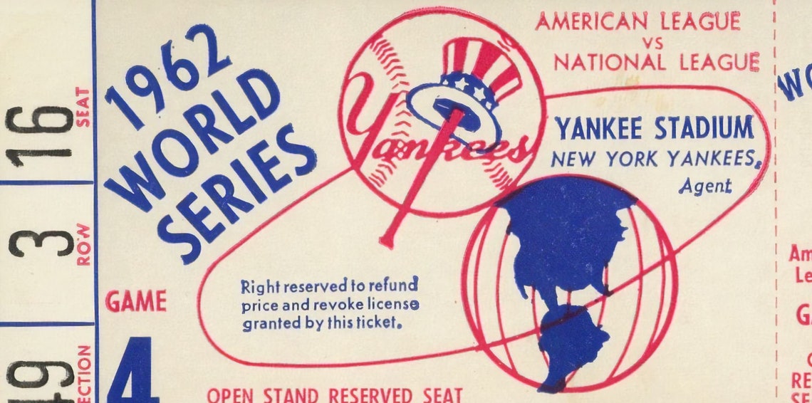 wrapped canvas 1962 new york yankees print game ticket etsy