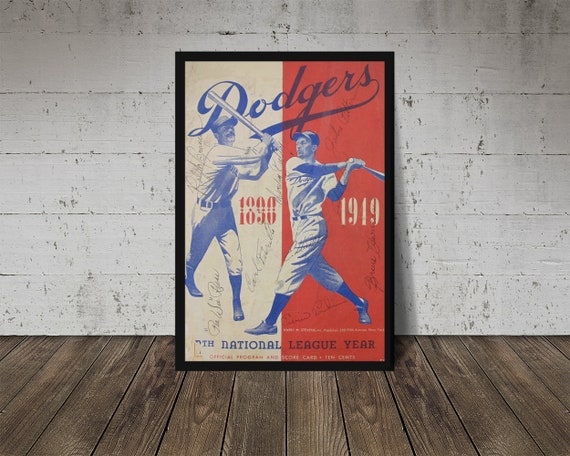 1949 BROOKLYN DODGERS Print Vintage Baseball Poster. Retro 