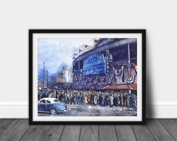 WRIGLEY FIELD Water Color Painting Chicago Cubs Vintage | Etsy