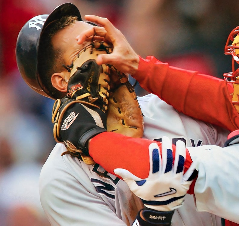 JASON VERITEK vs. Alex Rodriguez Boston Red Sox vs. New York Yankees print Vintage Baseball Poster, Classic Baseball Art image 4