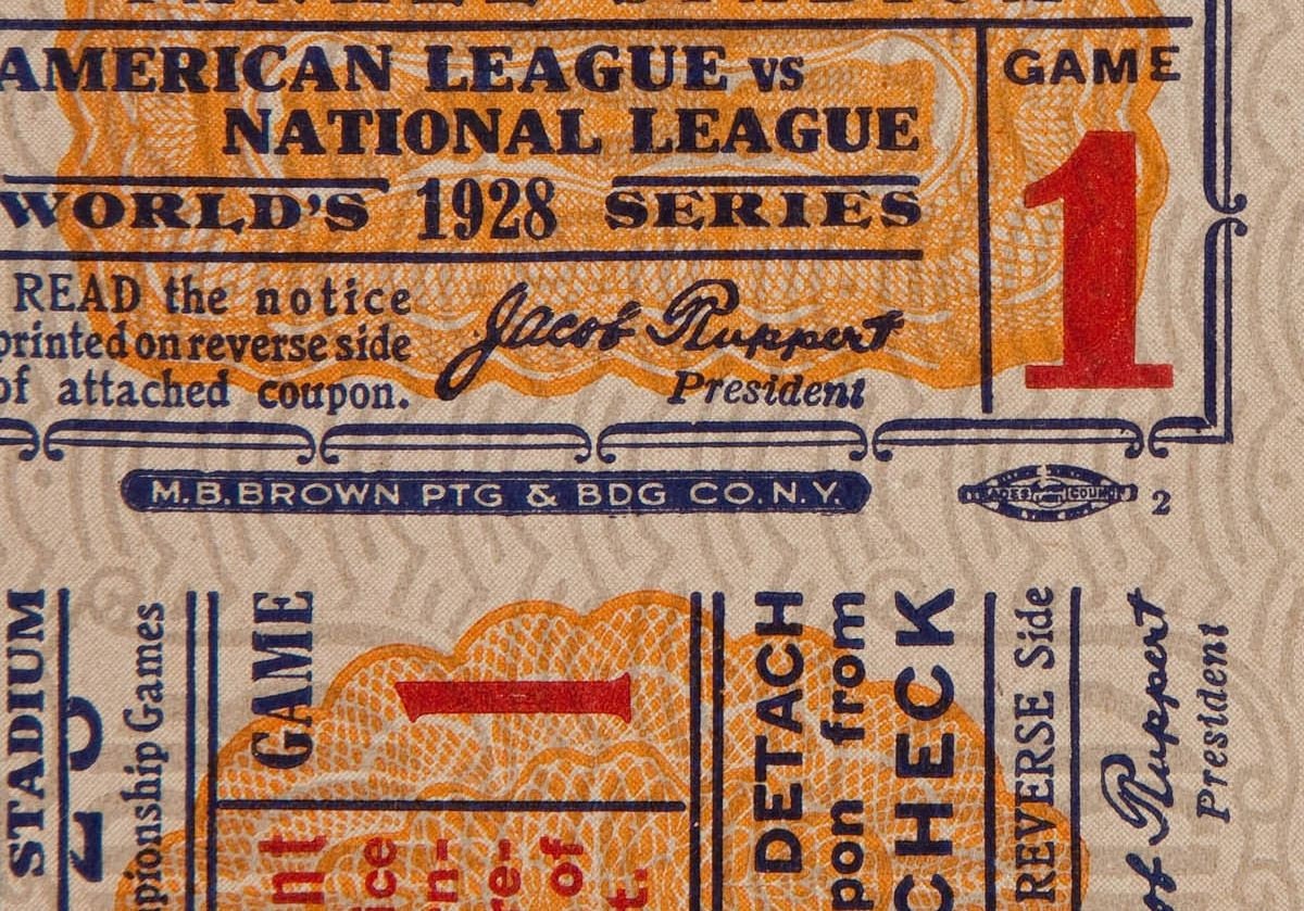1928 NEW YORK YANKEES print / game ticket Vintage Baseball Etsy