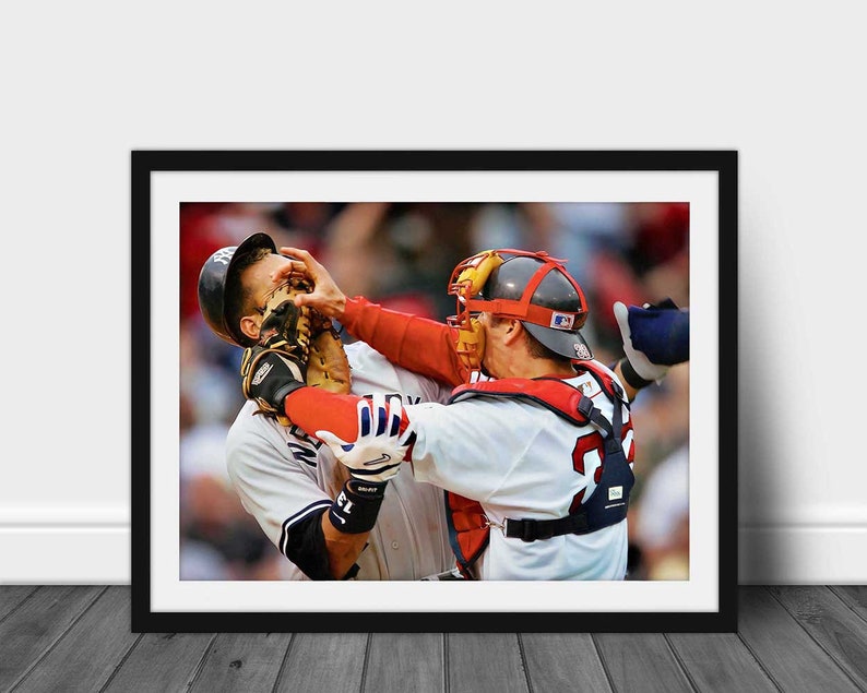 JASON VERITEK vs. Alex Rodriguez Boston Red Sox vs. New York Yankees print Vintage Baseball Poster, Classic Baseball Art image 1