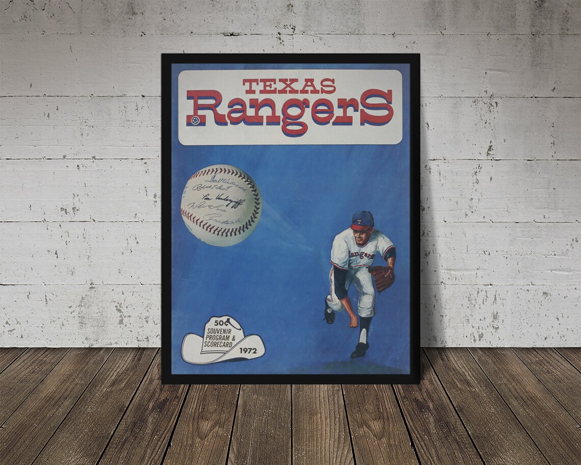 1972-texas-rangers-print-vintage-baseball-poster-retro-etsy