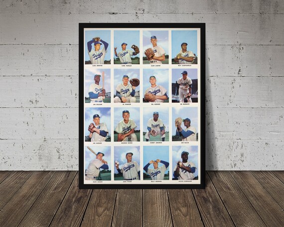 1955 BROOKLYN DODGERS print Vintage Baseball Poster | Etsy