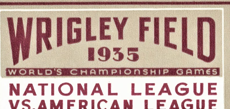 chicago cubs 1935 print baseball ticket vintage baseball