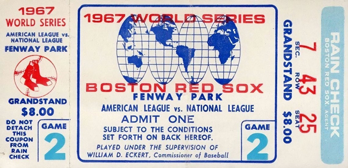 1967 BOSTON RED SOX Print / World Series Game Ticket Vintage | Etsy