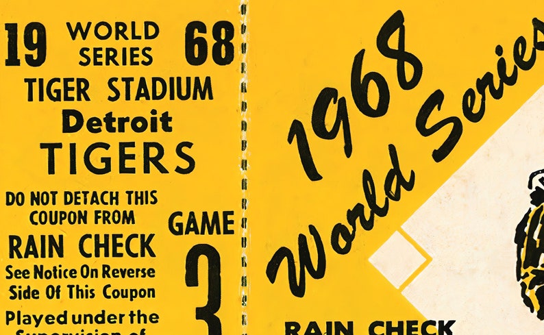 1968 DETROIT TIGERS World Series Game Ticket print Vintage | Etsy