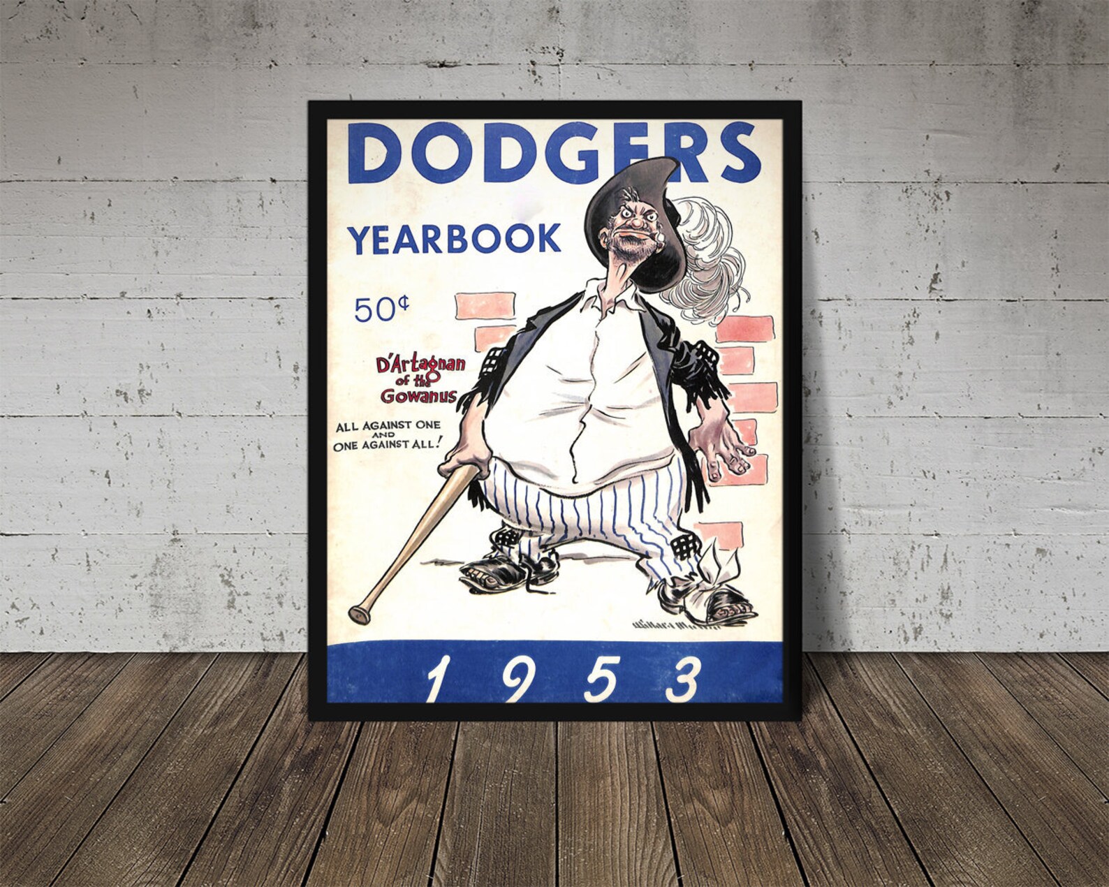 1953 BROOKLYN DODGERS Print Vintage Baseball Poster. Retro Baseball ...