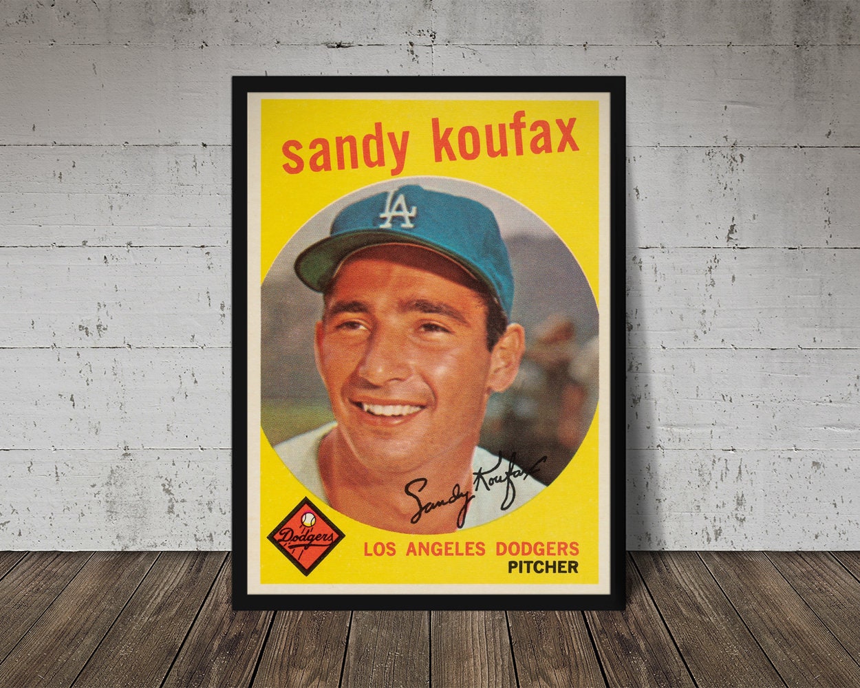 1959 SANDY KOUFAX Topps 163 Print Vintage Baseball Poster - Etsy Sweden