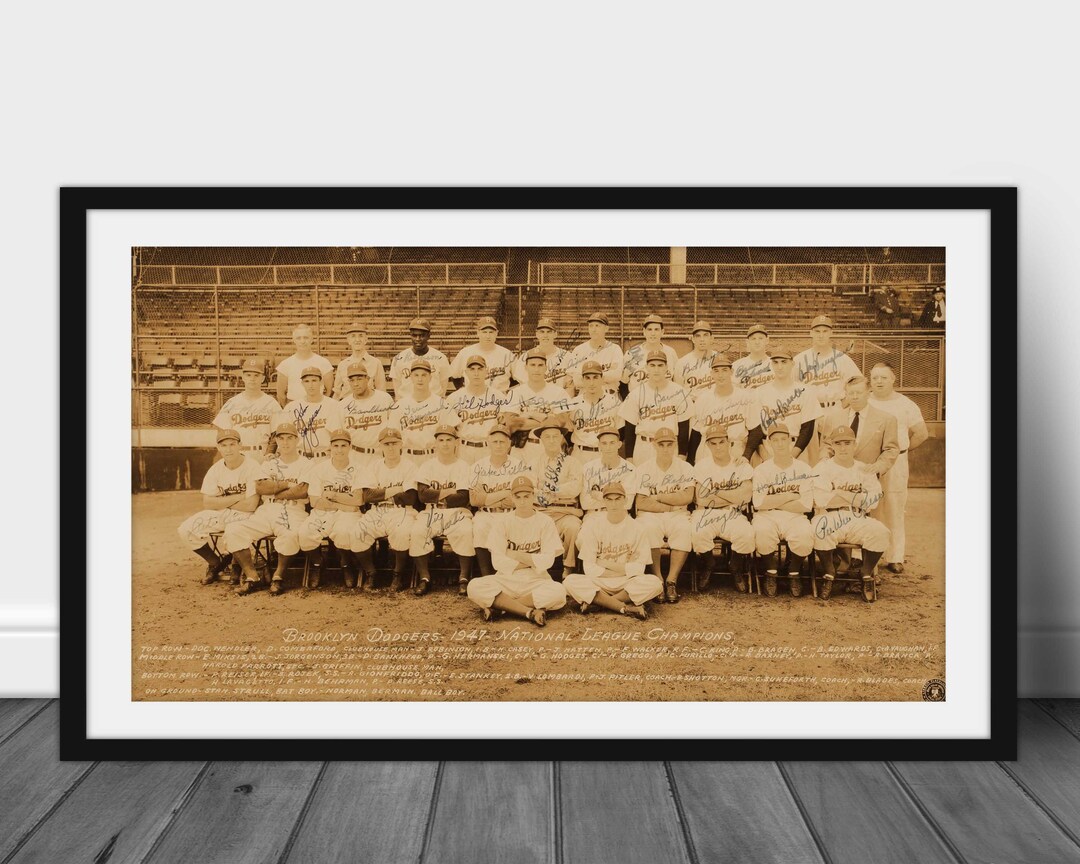 1947 BROOKLYN DODGERS Print With Jackie Robinson Vintage Baseball ...