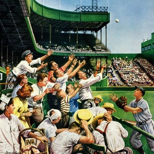 VINTAGE BASEBALL LITHOGRAPH Baseball Painting Retro Baseball Poster VINTAGE BASEBALL LITHOGRAPH Baseball Painting Retro Baseball Poster