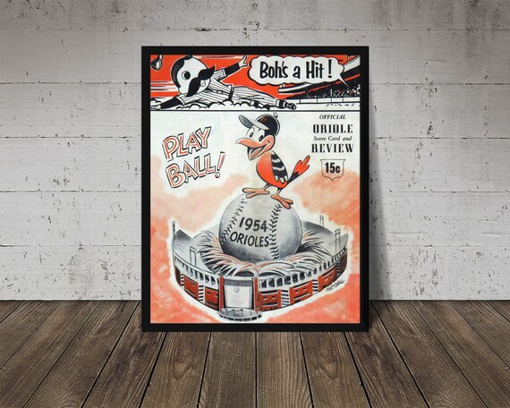 1954 BALTIMORE ORIOLES Print Vintage 
