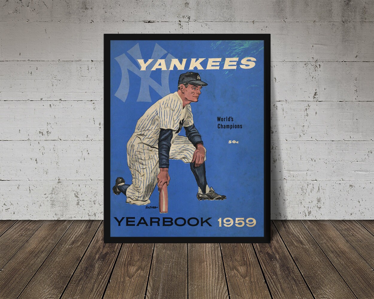 1959 NEW YORK YANKEES Print Vintage Baseball Poster Retro Etsy