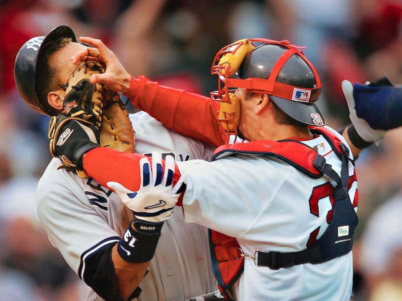 JASON VERITEK vs. Alex Rodriguez Boston Red Sox vs. New York Yankees print Vintage Baseball Poster, Classic Baseball Art image 2