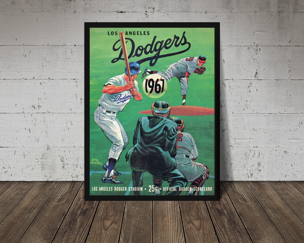 1967 LOS ANGELES DODGERS Print Vintage Baseball Poster 