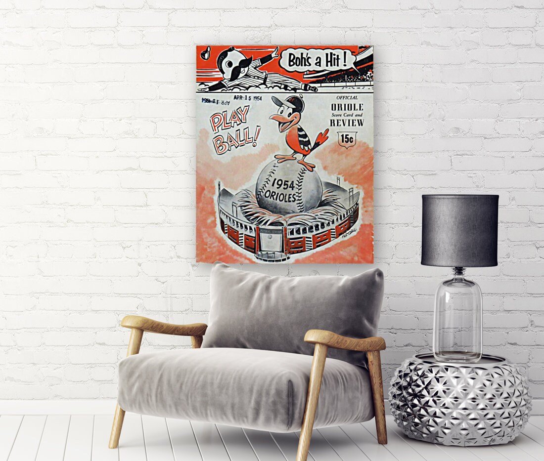 BALTIMORE ORIOLES 1954 print Vintage Baseball Poster Retro | Etsy