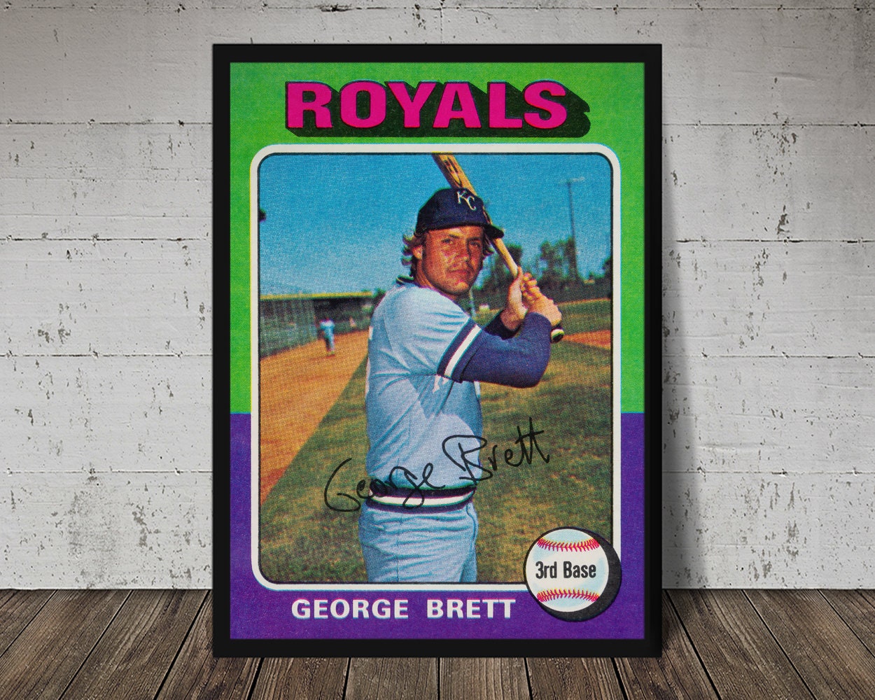 1975 GEORGE BRETT Topps 228 Baseball Card Print Vintage 