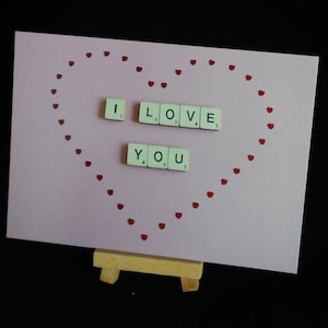 I Love You Postcard, A6 Greetings Postcard, Scrabble Tile Postcard, To The One I Love Postcard, Heart Postcard, Scrabble Letter Postcard