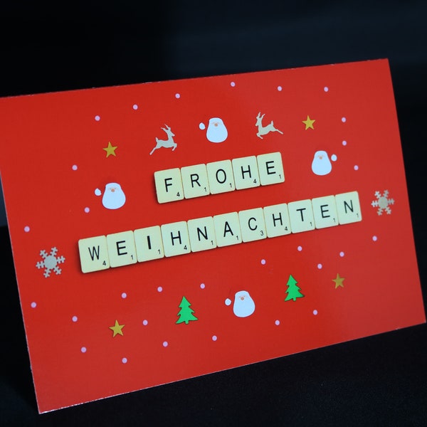 German Language Christmas Card, Frohe Weihnachten Card, Scrabble Card, Xmas Decoration Card, Deutsch, German Greetings Card, Deutsche Karte