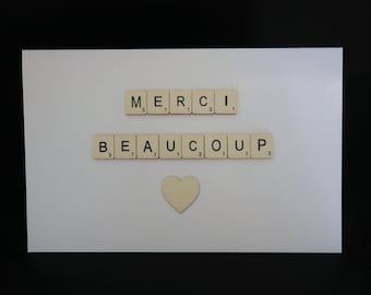 Merci Beaucoup Card, Thank You Very Much Card, French Language Card, Thank You Card, Français, Carte Française, Scrabble Letter Card