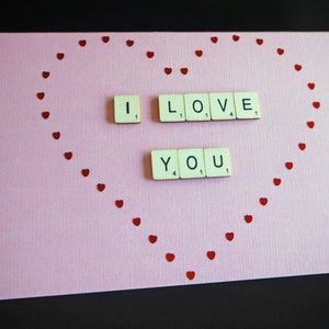 Ich liebe dich Karte, süße Scrabble-Valentinstagskarte, Karte für Freundin, Frau, Mann, Freund, Partner, Verlobte