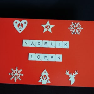 Cornish Weihnachtskarte, Nadelik Lowen Karte, Weihnachtskarte, Frohe Weihnachten Karte, Happy Christmas Karte, Scrabble Letter Card