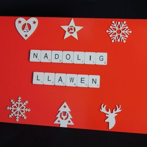 Welsh Christmas Card, Nadolig Llawen, Merry Christmas Scrabble Letter Card, Welsh Greetings Card, Cerdyn Cymraeg, Cerdyn Nadolig