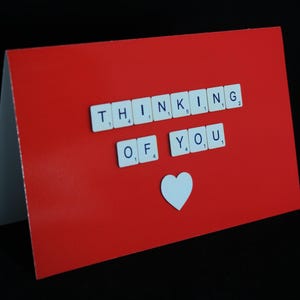 Denken an Sie Karte, Scrabble Brief Karte, Senden Liebe Karte, Beileid Karte, Trauer Karte, Bleiben Sie Stark Karte,