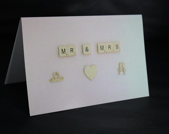 Mr and Mrs Card, Wedding Card, Scrabble Letter Card, Congratulations On Your Wedding Day Card, To The Happy Couple, Happy Marriage Card