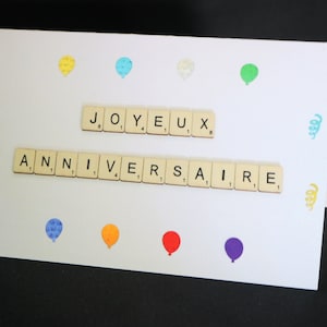 Joyeux Anniversaire Card, French Happy Birthday Card, French Language Card, Scrabble Card, Français, Carte Française, French Greetings Card