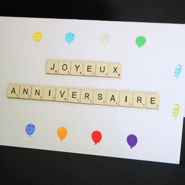 Joyeux Anniversaire Card, French Happy Birthday Card, French Language Card, Scrabble Card, Français, Bon Anniversaire, French Greetings Card