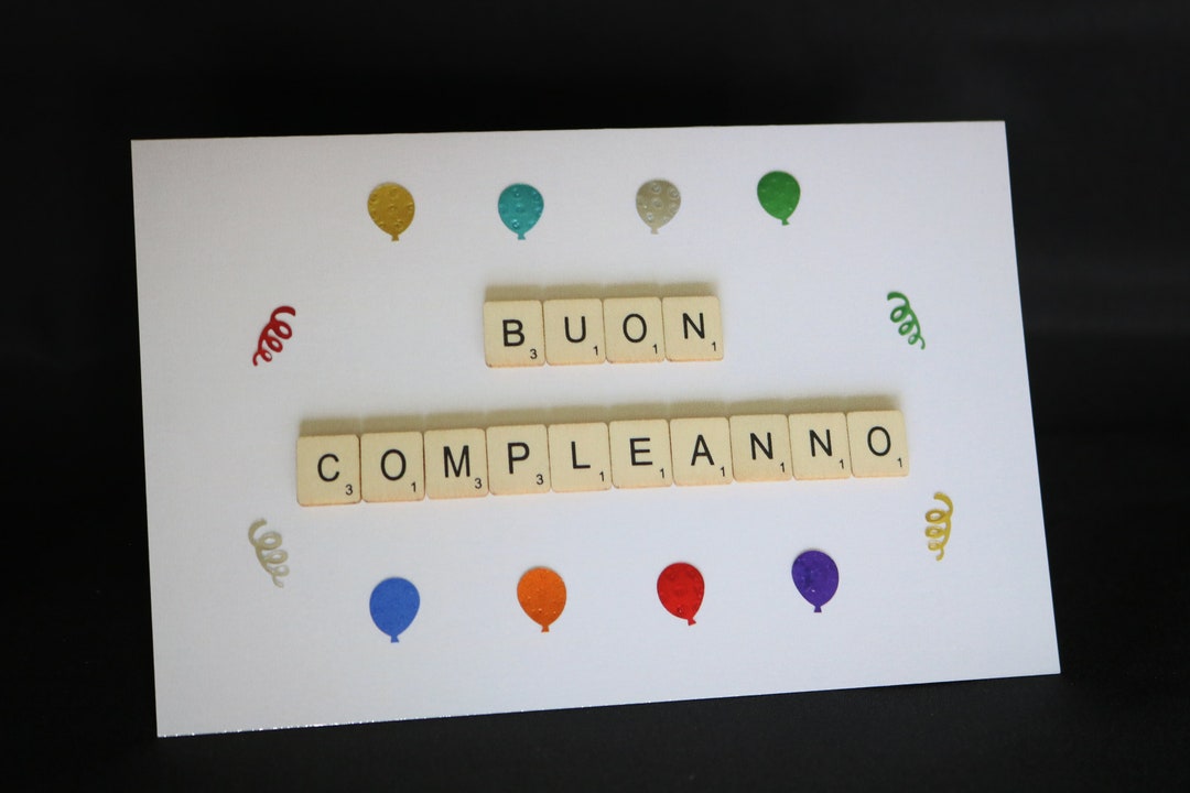 Buon Compleanno, Italian Birthday Card, Italian Language Card, Scrabble