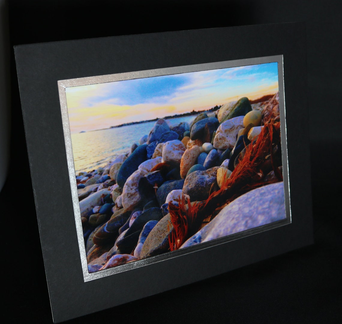 On the Rocks Print, Mounted Beach Print, Sunset Print, Pebbles Print ...