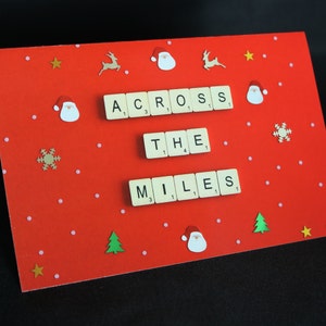 Across The Miles Card, Seasonal Card, Festive Scrabble Card, Xmas Card, Seasons Greetings Card, Happy Holidays Card, Xmas Decorations Card