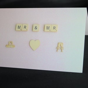 Herr und Herr Karte, gleichgeschlechtliche Hochzeitskarte, Scrabble Letter Karte, LGBT Karte, Glückwünsche zu Ihrer Hochzeitstag Karte, An das glückliche Paar