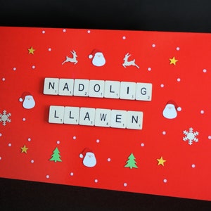 Welsh Christmas Card, Nadolig Llawen, Merry Christmas Scrabble Letter Card, Welsh Greetings Card, Cerdyn Cymraeg, Cerdyn Nadolig