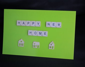 Happy New Home Karte, Scrabble Buchstabe Karte, Herzlichen Glückwunsch neues Zuhause Karte, Einweihungsparty Karte, neue Haus Karte, Umzugskarte, erste Haus Karte