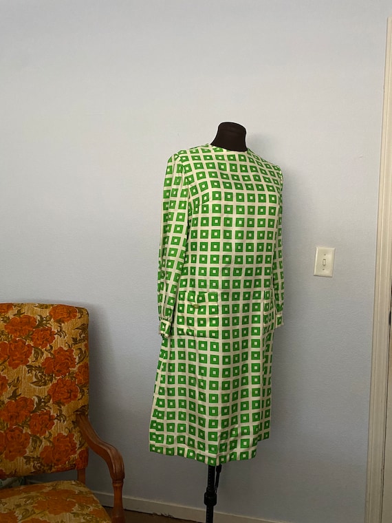 Vintage Green Mod Geometric Shift Dress. Carlye, … - image 3