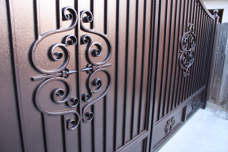 Ornamental Wrought Iron Driveway/Rv Access Gate With Center Etsy