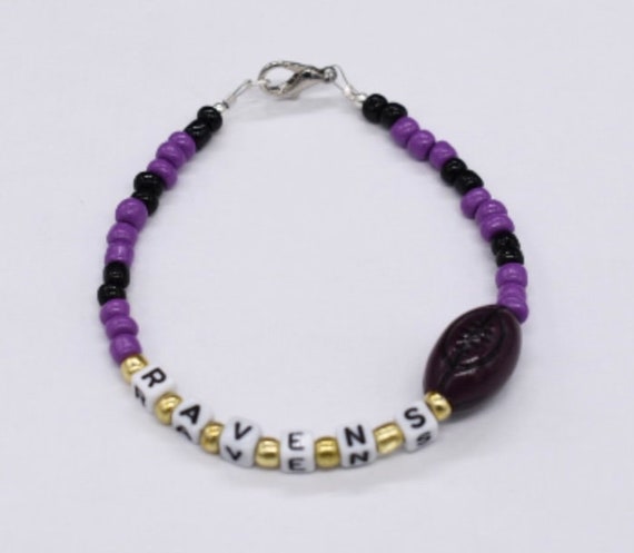 Ravens Beaded Bracelet, Football Charm, Purple Gold Black - Etsy Ravens Beaded Bracelet, Football Charm, Purple Gold Black - Etsy