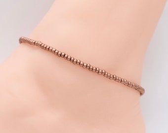 Bronze Perlen Fußkettchen, Tschechische Glasperlen, Boho Sommer Schmuck