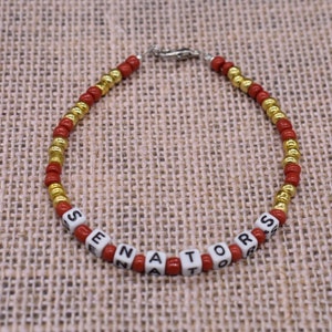 Ottawa Senators Hockey Bracelet, Senators Bracelet, Sports Bracelet, Bead Bracelet, Team Bracelet, Hockey Bracelet, Beaded Bracelet