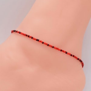 Beach Anklet, Beaded Anklet, Gift For Her, Ankle Bracelet, Women’s Anklet, Anklet Jewelry, Boho Anklet, Red Anklet, Hippie  Anklet