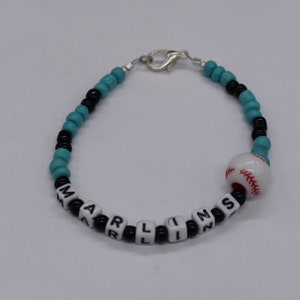 Marlins Baseball Bracelet, Florida Marlins Bracelet, Sports Bracelet, Baseball Bracelet, Beaded Bracelet, Team Bracelets