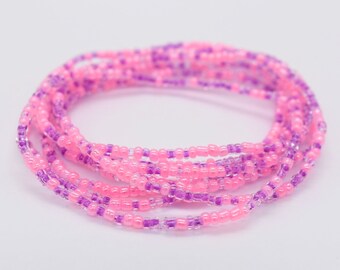Pink & Purple Seed Bead Bracelet, Stackable Friendship Bracelet